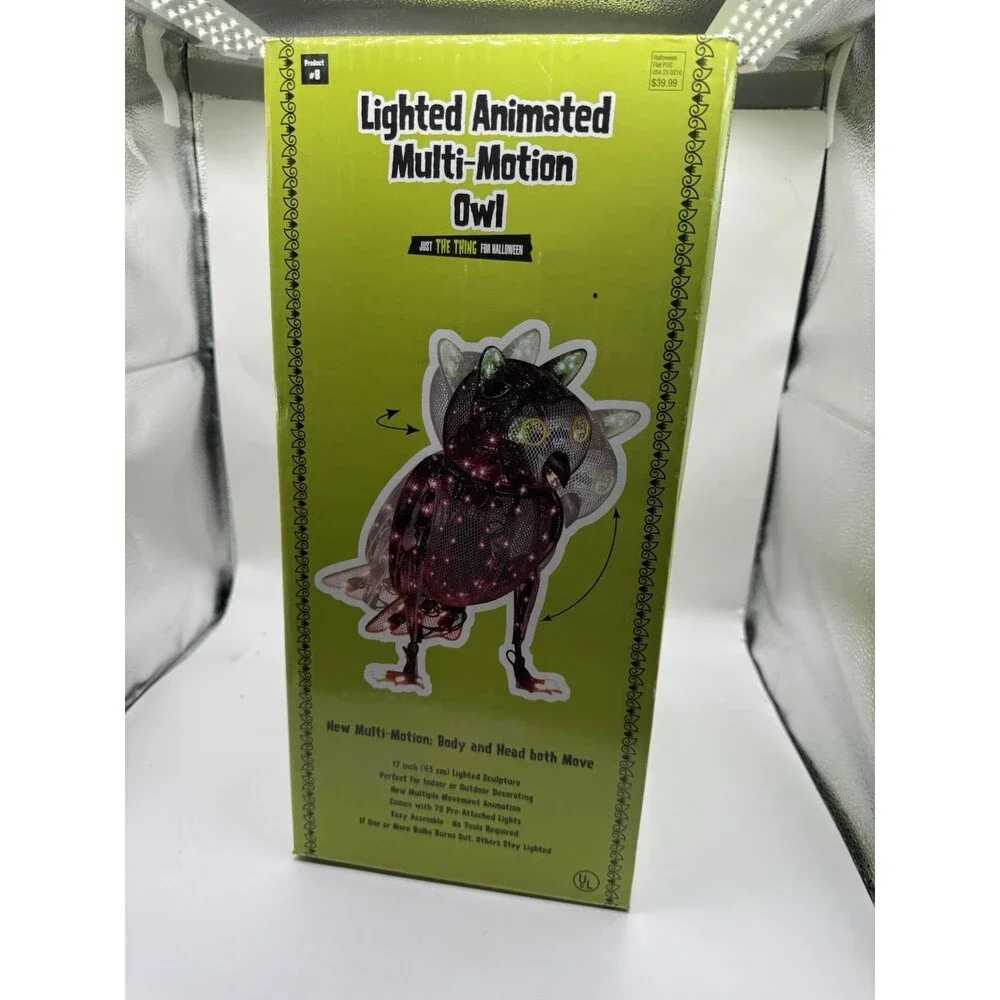 Vintage Animated Multi-Motion OWL Light Up Indoor/Outdoor Decor Halloween
